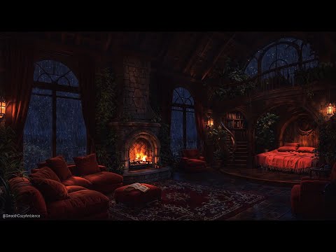 Nighttime Thunderstorm Haven - Marvelous Castle Room Ambience with Rain Sounds