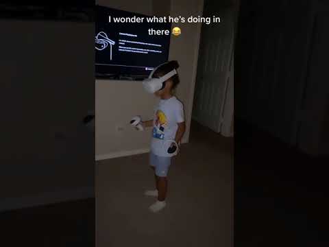 Can't believe we caught him doing this with his VR headset #Shorts