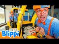 Test Driving A Digger Blippi Meekah Challenges And Games For Kids
