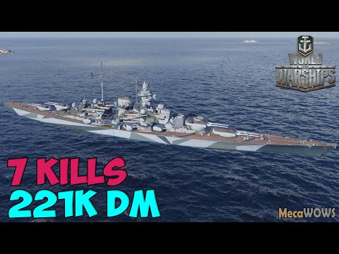 World of WarShips | Tirpitz | 7 KILLS | 221K Damage - Replay Gameplay 4K 60 fps