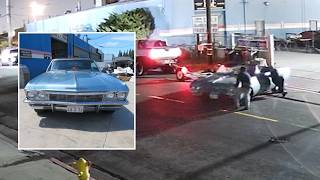 Brazen theft of 1965 Chevy Impala caught on surveillance video at La Puente body shop