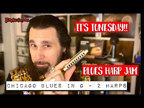 How To Not Suck at Chicago Blues Harp - Key of G Medium Slow Blues Harmonica Jam - Tunesday 40