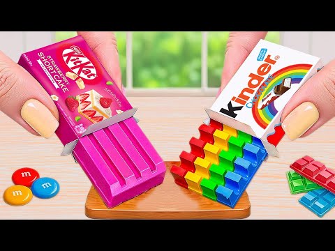 Kinder Chocolate vs Pink KitKat Cake | Satisfying Rainbow Kinder Joy Cake Recipe With Chocolate