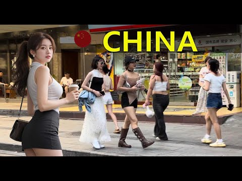 Chinese street fashion - photos of models, cars, and street scenery, along with many young girls. 4K