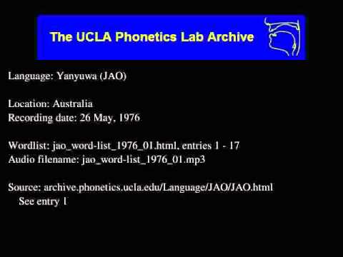 Yanyuwa audio: jao_word-list_1976_01
