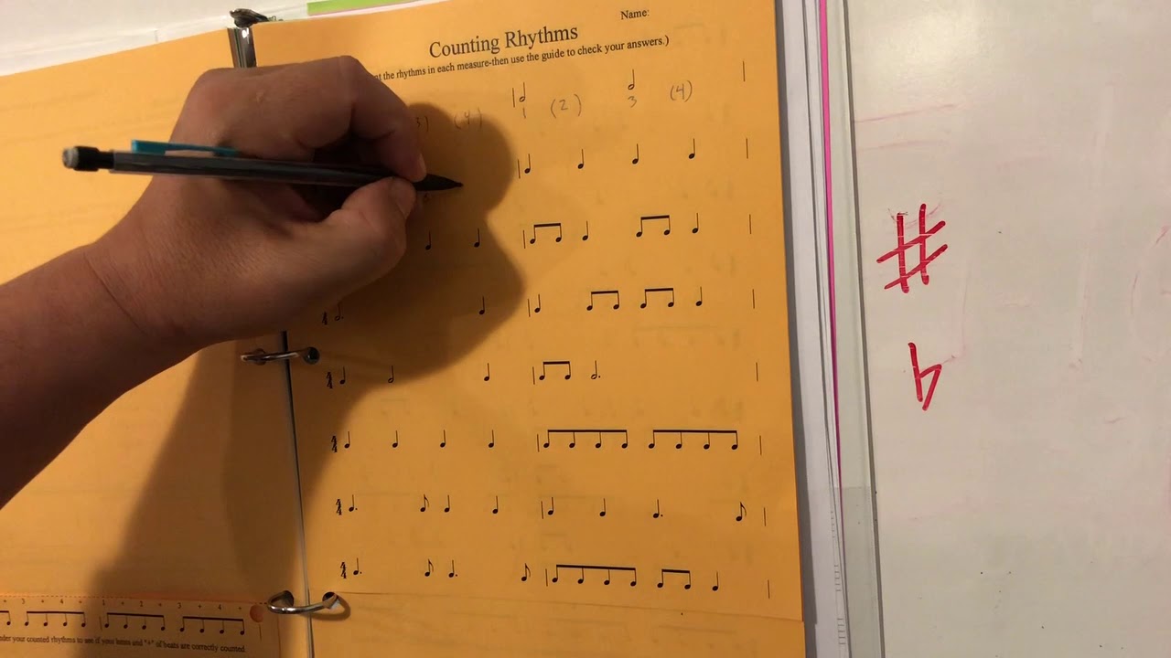Music 100 Training Video 10a Counting Rhythms Worksheet 1