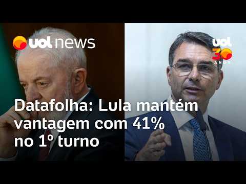 Datafolha: Lula mantém vantagem com 41% no 1º turno contra 31% de Flávio Bolsonaro, diz pesquisa