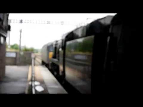 34046 Braunton with a clagging Class 57 rushes through Tamworth