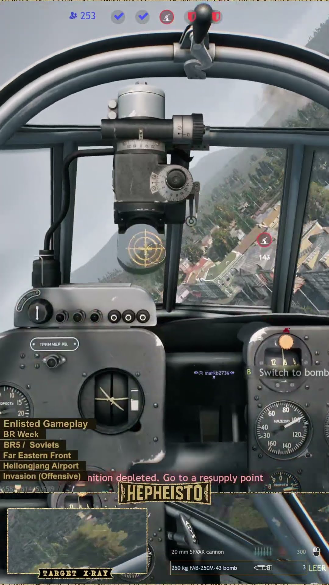 Pilot of Tu-2S eliminates Tank Ho-I and massive Infantery with 250kg bomb