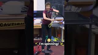 SHE&#39;S SPINNING! How?! Conservation of #angularmomentum. #funny #fyp #reels #shorts #shortsvideo