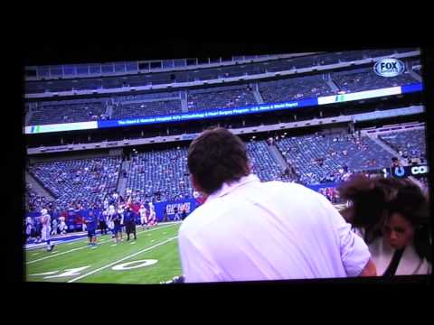 Pam Oliver gets hit in the head during preseason game 8.18.13 ouch!
