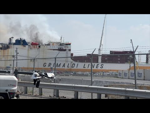 NJ Newark Port Cargo Ship Fire Latest