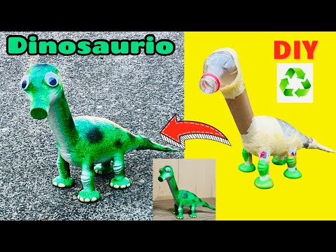 Cómo hacer un DINOSAURIO con botellas y cartón paso a paso || Manualidades de reciclaje