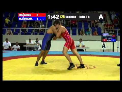 WORLD CHAMPIONSHIP WRESTLING CADET 2013 Finale 3-5 GR 100 Kg (HUN) F.ALMASI vs (KGZ) B.MAKHMUDOV