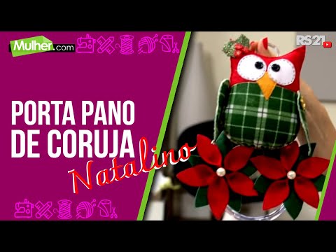 Mulher.com 16/10/2014 - Porta pano de prato coruja Natal por Silmara Mourão Parte 2