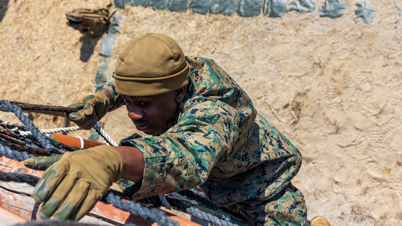 United States Marines 1st Battalion 11th Marines conduct Air Assault Confidence Course South Korea