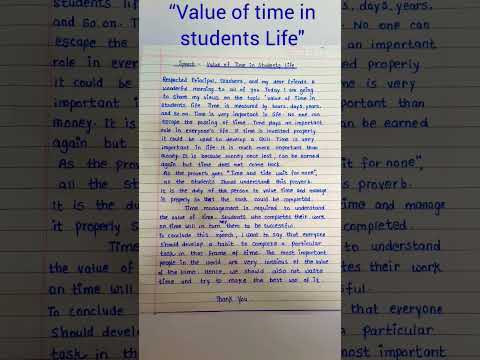 Speech Writing in English|| Value of time in students Life #viral #english #trending