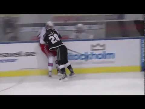 Jarret Stoll drills Artem Anisimov [HD]