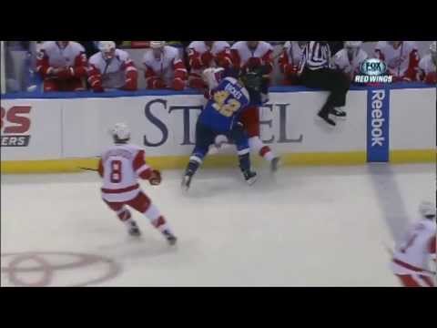 Jan Mursak injured after he collided with Blues forward David Backes