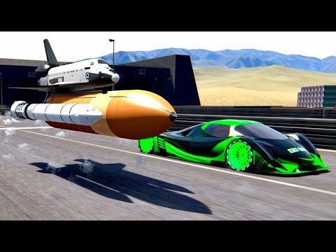 500000 HP Devel Sixteen Alien Engine vs Mini NASA Space Shuttle at Special Stage Route X