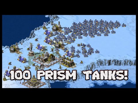 Red Alert 2: 100 Prism Tanks vs 5 Brutal AI