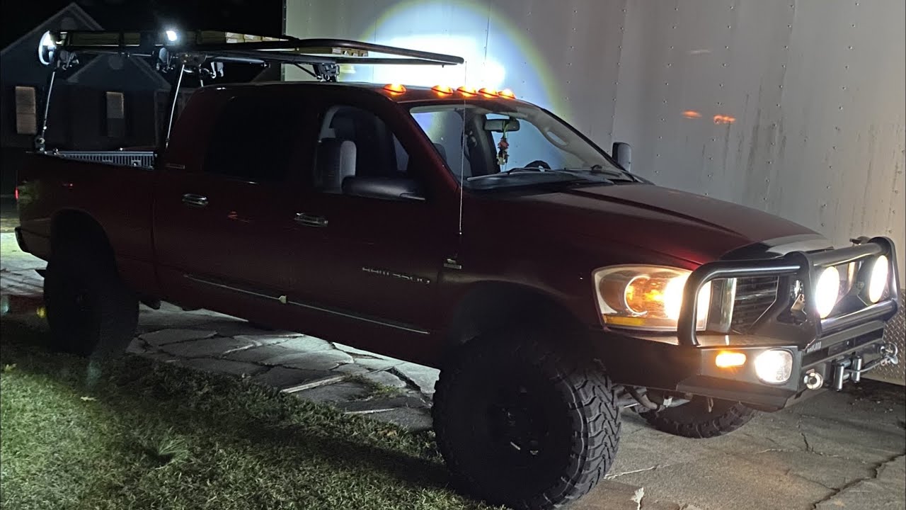 Best Ram 3500 Mega Cab Build! Harbor Freight Ladder Rack Update and walk around! Meet Big Red!