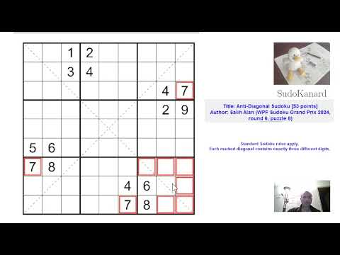 [Eng] Anti-Diagonal Sudoku, by Can Erturan (WPF Sudoku Grand Prix 2024, round 6, puzzle 8)