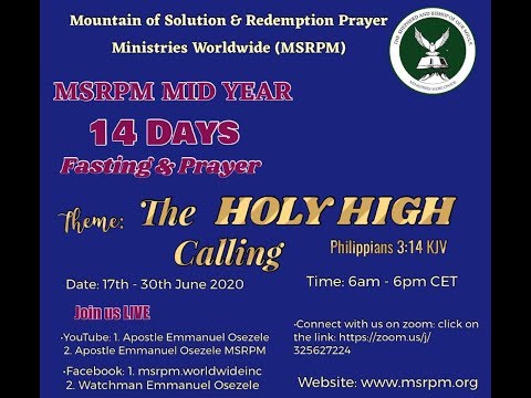 MSRPM MIDYEAR 14 DAYS FASTING AND PRAYER, SUNDAY DYNAMIC WORSHIP SERVICE, 11 AM CET, 21.06.2020