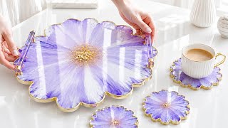 I Created This Gorgeous Epoxy Resin Flower Tray in One Day. DIY💜