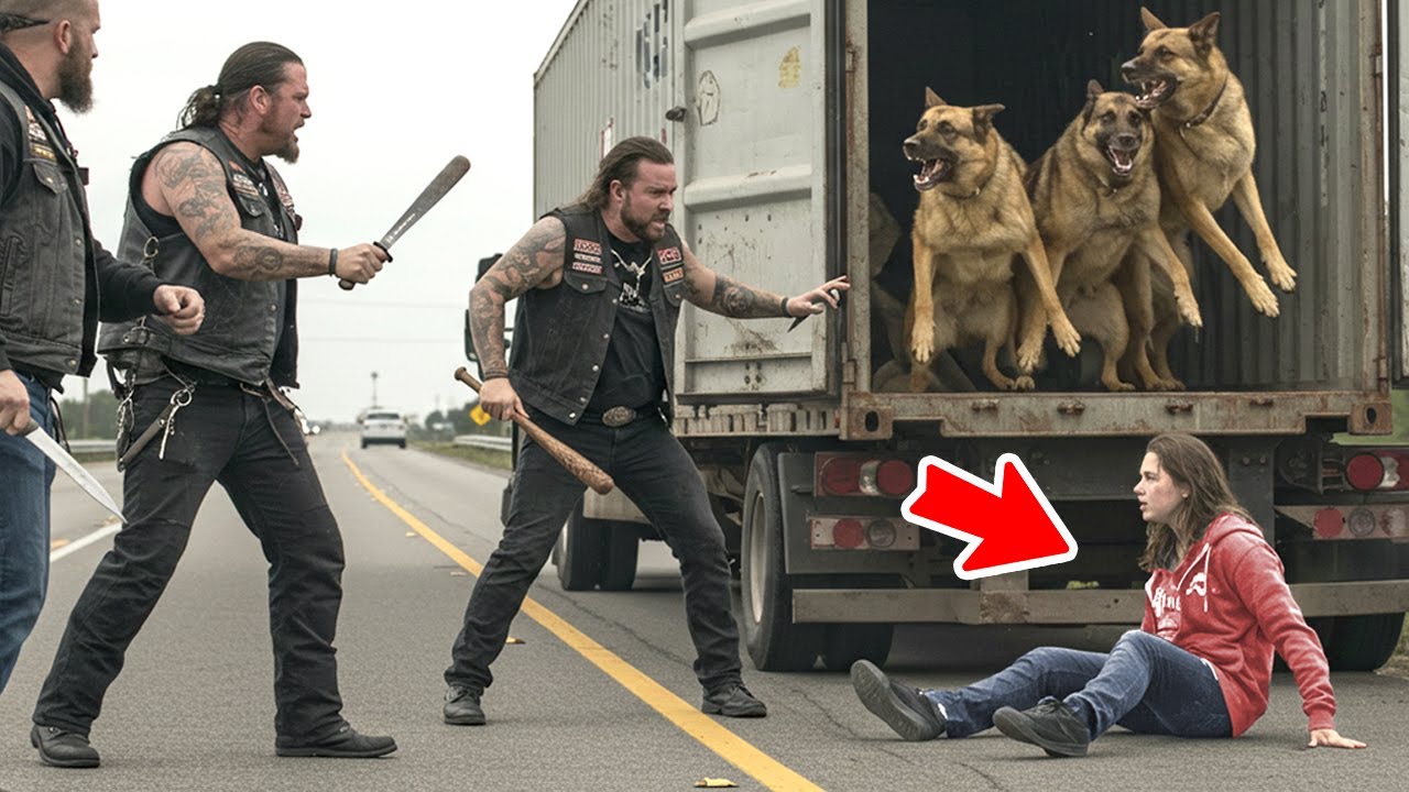 Bikers Harassed a Female Truck Driver – Then Her Military K9s Taught Them a Lesson!
