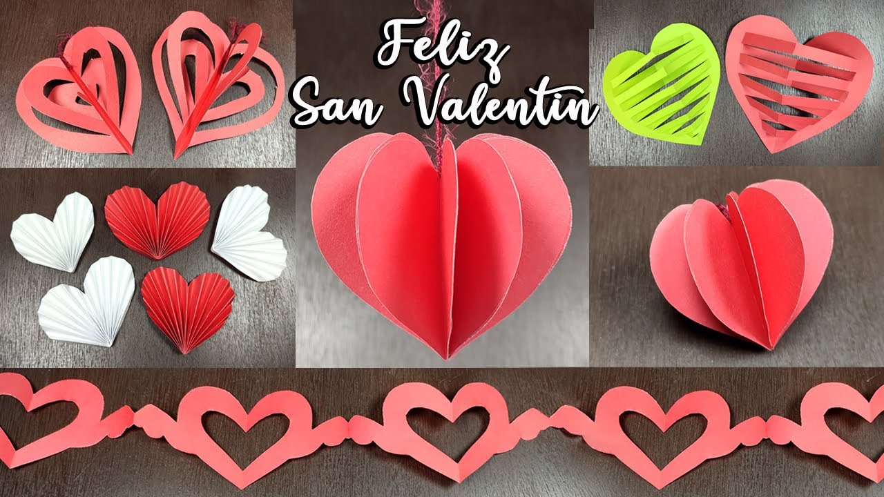 + de 5 CORAZONES DE PAPEL para DECORAR en SAN VALENTÍN o DÍA de la MADRE - Corazones para colgar