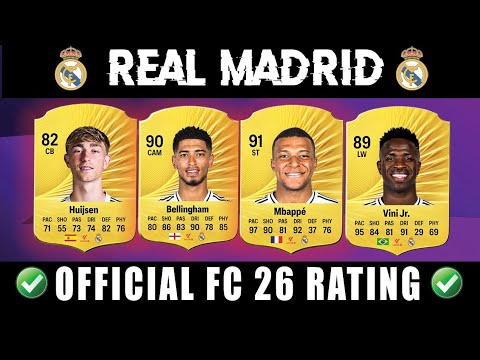 ✅ Real Madrid Official FC 26 Rating (Full Team)