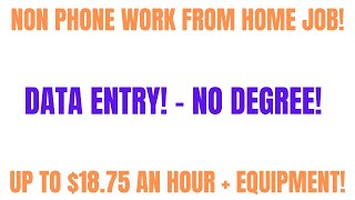 Non Phone Work From Home Job | Data Entry | No Degree | Up To $18.75 An Hour | Equipment |Online Job