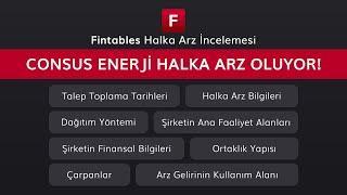Consus Enerji Halka Arz İncelemesi #CONSE