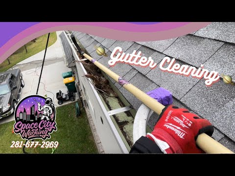 Gutter brightening and exterior detailing video by Space City Washing