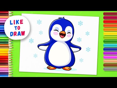 How to Draw PENGUIN step by step | Smiling Cute Penguin Drawing Tutorial | Simple Easy Guide Tips