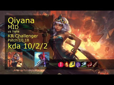 Qiyana vs Yone Mid - KR Challenger 10/2/2 Patch 10.18 Gameplay // [롤] 키아나 vs 요네 미드