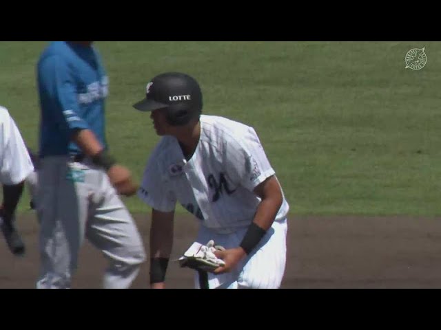 【ファーム】マリーンズ・山本大斗 左中間を破るタイムリー2ベースヒットで逆転に成功!! 2022年6月2日 千葉ロッテマリーンズ 対 北海道日本ハムファイターズ