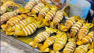 Amazing Street food! Grilled Squids, Cambodian street food