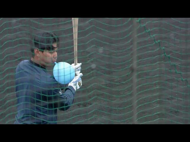 【春季キャンプ】打撃フォーム固めへ!! ライオンズ・西川愛也がキャンプ最終日も風船を使ってのトレーニング!! 2023年2月23日 埼玉西武ライオンズ