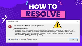Download the video "[ RESOLVE ] A network-related or instance-specific error while establishing a connection SQL Server"