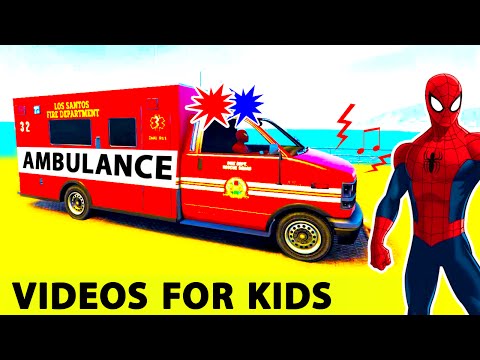 SUPER AMBULANCE CARS in Funny SPIDERMAN Cartoon for Kids & Nursery Rhymes Songs for Children Video
