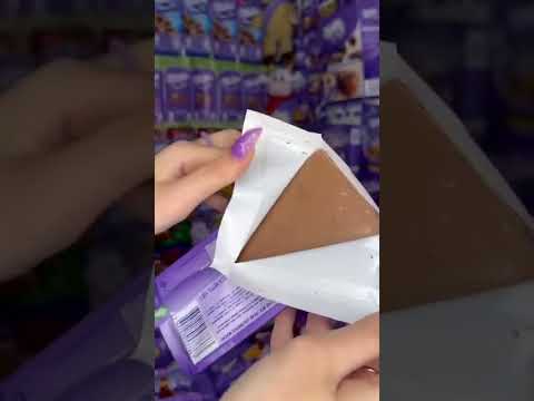 Unpacking Milka's ALPINE MILK CREAM chocolate🍫💜 #tiktok #shorts #milka