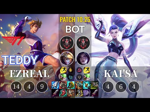 T1 Teddy Ezreal vs Kai'Sa Bot - KR Patch 10.25