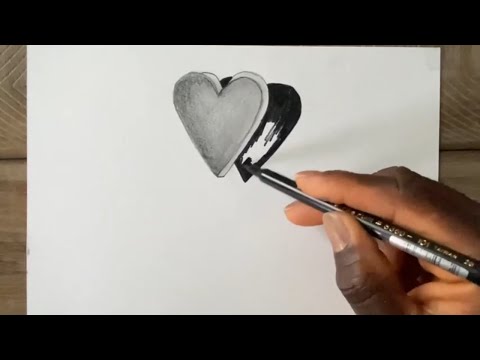 How to Draw a 3D Heart - Drawing 3D heart with pencil...