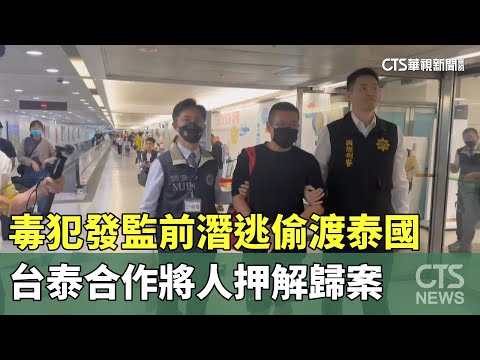 毒犯發監前潛逃偷渡泰國　台泰合作將人押解歸案