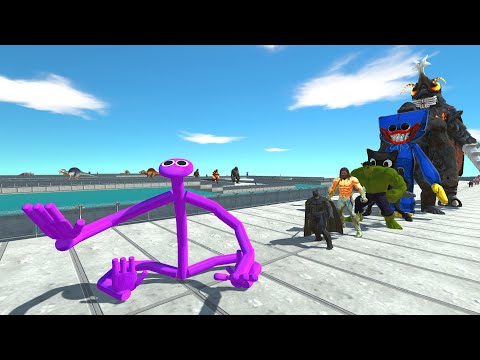 Rainbow Friends Purple WATER DEATH RUN - Animal Revolt Battle Simulator