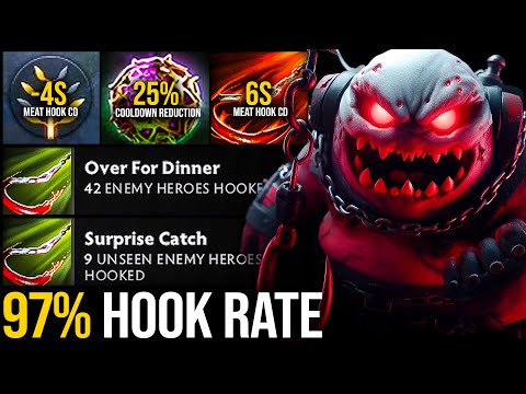 🔥 97% HOOK RATE!!! LVL 20 Talent + Octarine Core = 6 Seconds Meat Hook Cooldown | Pudge Official