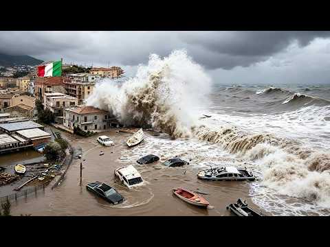 CHAOS in Italy AGAIN — Cyclone Harry SLAMS Sicily with 20ft Waves, FLOODING Streets & Towns!