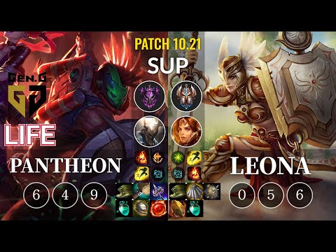 GEN Life Pantheon vs Leona Sup - KR Patch 10.21
